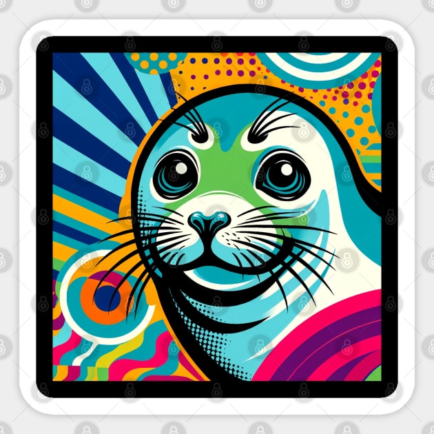 Arctic Aura Weddell Seal Pop Art - Polar Elegance Sticker by PawPopArt